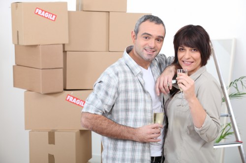 Packed moving boxes ready for removals in Chasecross